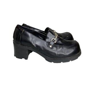 Y2K Black Chunky Heel Platforms With Buckle Lower‎ East Side Size 6.5